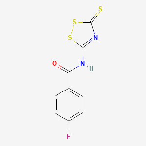 molecular formula C9H5FN2OS3 B2918475 4-fluoro-N-(3-thioxo-3H-1,2,4-dithiazol-5-yl)benzamide CAS No. 306980-75-6