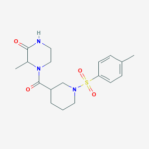 molecular formula C18H25N3O4S B2918477 3-Methyl-4-(1-tosylpiperidine-3-carbonyl)piperazin-2-one CAS No. 1188363-21-4