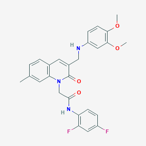 molecular formula C27H25F2N3O4 B2918503 N-(2,4-difluorophenyl)-2-(3-(((3,4-dimethoxyphenyl)amino)methyl)-7-methyl-2-oxoquinolin-1(2H)-yl)acetamide CAS No. 932469-95-9