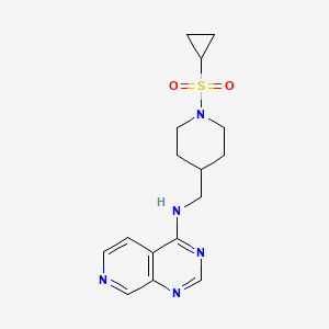 molecular formula C16H21N5O2S B2918508 N-[(1-Cyclopropylsulfonylpiperidin-4-yl)methyl]pyrido[3,4-d]pyrimidin-4-amine CAS No. 2380064-18-4