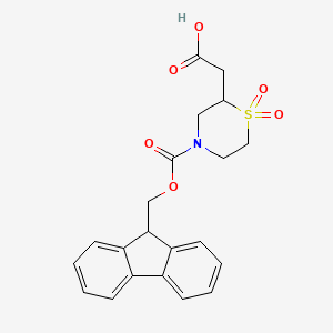 molecular formula C21H21NO6S B2918510 2-(4-{[(9H-fluoren-9-yl)methoxy]carbonyl}-1,1-dioxo-1lambda6-thiomorpholin-2-yl)acetic acid CAS No. 2137761-07-8