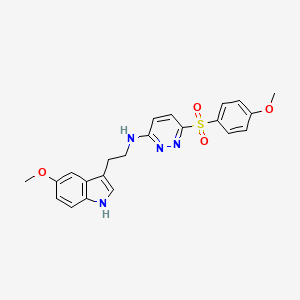 molecular formula C22H22N4O4S B2918517 N-(2-(5-methoxy-1H-indol-3-yl)ethyl)-6-((4-methoxyphenyl)sulfonyl)pyridazin-3-amine CAS No. 1105197-66-7