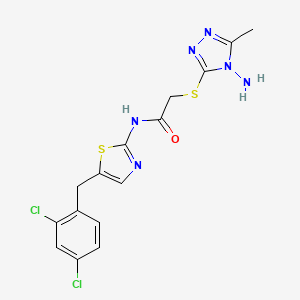 molecular formula C15H14Cl2N6OS2 B2918522 2-((4-氨基-5-甲基-4H-1,2,4-三唑-3-基)硫代)-N-(5-(2,4-二氯苄基)噻唑-2-基)乙酰胺 CAS No. 780818-74-8