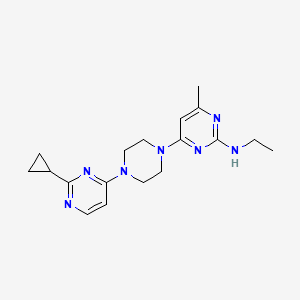 molecular formula C18H25N7 B2918529 4-[4-(2-Cyclopropylpyrimidin-4-yl)piperazin-1-yl]-N-ethyl-6-methylpyrimidin-2-amine CAS No. 2415586-31-9