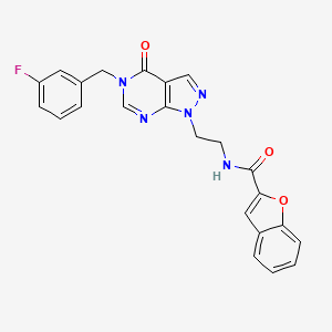 molecular formula C23H18FN5O3 B2918541 N-(2-(5-(3-fluorobenzyl)-4-oxo-4,5-dihydro-1H-pyrazolo[3,4-d]pyrimidin-1-yl)ethyl)benzofuran-2-carboxamide CAS No. 922048-14-4