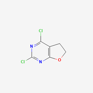 molecular formula C6H4Cl2N2O B2918546 2,4-二氯-5,6-二氢呋喃[2,3-d]嘧啶 CAS No. 1823731-18-5