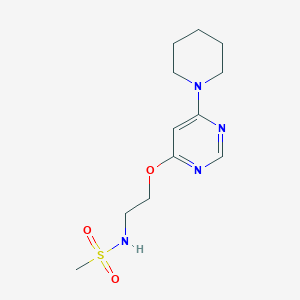 molecular formula C12H20N4O3S B2918553 N-(2-((6-(哌啶-1-基)嘧啶-4-基)氧基)乙基)甲磺酰胺 CAS No. 1208897-16-8