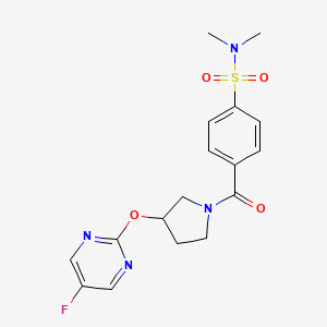 molecular formula C17H19FN4O4S B2918554 4-(3-((5-氟嘧啶-2-基)氧基)吡咯烷-1-羰基)-N,N-二甲基苯磺酰胺 CAS No. 2034500-51-9