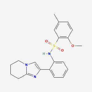 molecular formula C21H23N3O3S B2918556 2-methoxy-5-methyl-N-(2-(5,6,7,8-tetrahydroimidazo[1,2-a]pyridin-2-yl)phenyl)benzenesulfonamide CAS No. 2034390-83-3