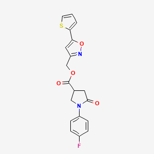 (5-(Thiophen-2-yl)isoxazol-3-yl)methyl 1-(4-fluorophenyl)-5-oxopyrrolidine-3-carboxylate