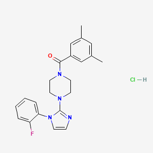 (3,5-dimethylphenyl)(4-(1-(2-fluorophenyl)-1H-imidazol-2-yl)piperazin-1-yl)methanone hydrochloride