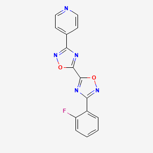 molecular formula C15H8FN5O2 B2918601 3-(2-Fluorophenyl)-3'-pyridin-4-yl-5,5'-bi-1,2,4-oxadiazole CAS No. 1775535-46-0