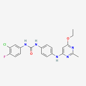 B2918625 1-(3-Chloro-4-fluorophenyl)-3-(4-((6-ethoxy-2-methylpyrimidin-4-yl)amino)phenyl)urea CAS No. 1021119-70-9
