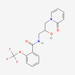 molecular formula C16H15F3N2O4 B2918640 N-(2-hydroxy-3-(2-oxopyridin-1(2H)-yl)propyl)-2-(trifluoromethoxy)benzamide CAS No. 1705998-66-8