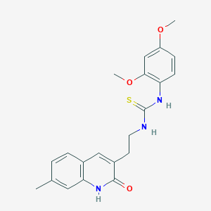 molecular formula C21H23N3O3S B2918649 1-(2,4-二甲氧基苯基)-3-[2-(7-甲基-2-氧代-1H-喹啉-3-基)乙基]硫脲 CAS No. 887891-03-4