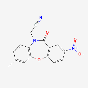 molecular formula C16H11N3O4 B2918658 2-[7-methyl-2-nitro-11-oxodibenzo[b,f][1,4]oxazepin-10(11H)-yl]acetonitrile CAS No. 866156-23-2