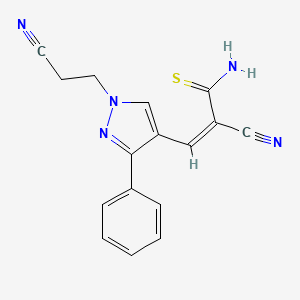(Z)-2-cyano-3-(1-(2-cyanoethyl)-3-phenyl-1H-pyrazol-4-yl)prop-2-enethioamide