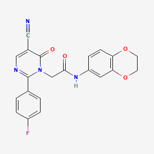 2-(5-cyano-2-(4-fluorophenyl)-6-oxopyrimidin-1(6H)-yl)-N-(2,3-dihydrobenzo[b][1,4]dioxin-6-yl)acetamide