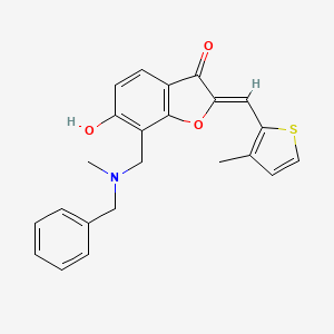molecular formula C23H21NO3S B2918684 (Z)-7-((苄基(甲基)氨基)甲基)-6-羟基-2-((3-甲基噻吩-2-基)亚甲基)苯并呋喃-3(2H)-酮 CAS No. 929456-69-9
