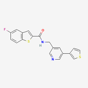 5-fluoro-N-((5-(thiophen-3-yl)pyridin-3-yl)methyl)benzo[b]thiophene-2-carboxamide