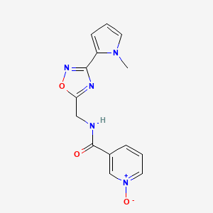 molecular formula C14H13N5O3 B2918711 3-(((3-(1-甲基-1H-吡咯-2-基)-1,2,4-恶二唑-5-基)甲基)氨基甲酰基)吡啶 1-氧化物 CAS No. 2034271-79-7