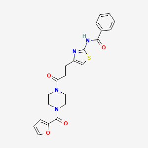 molecular formula C22H22N4O4S B2918716 N-(4-(3-(4-(furan-2-carbonyl)piperazin-1-yl)-3-oxopropyl)thiazol-2-yl)benzamide CAS No. 1021227-27-9