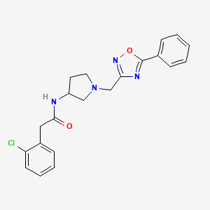 molecular formula C21H21ClN4O2 B2918721 2-(2-chlorophenyl)-N-(1-((5-phenyl-1,2,4-oxadiazol-3-yl)methyl)pyrrolidin-3-yl)acetamide CAS No. 1396761-55-9