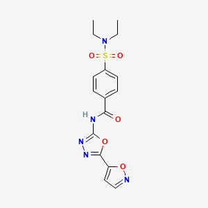 molecular formula C16H17N5O5S B2918727 4-(N,N-diethylsulfamoyl)-N-(5-(isoxazol-5-yl)-1,3,4-oxadiazol-2-yl)benzamide CAS No. 946231-62-5