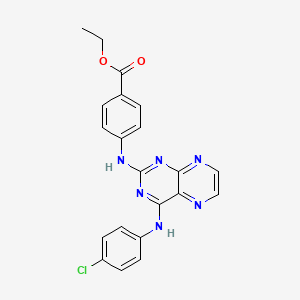 molecular formula C21H17ClN6O2 B2918732 Ethyl 4-(4-(4-chlorophenylamino)pteridin-2-ylamino)benzoate CAS No. 946242-67-7