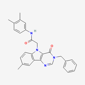 molecular formula C28H26N4O2 B2918742 2-(3-苄基-8-甲基-4-氧代-3,4-二氢-5H-嘧啶并[5,4-b]吲哚-5-基)-N-(3,4-二甲苯基)乙酰胺 CAS No. 1189476-31-0