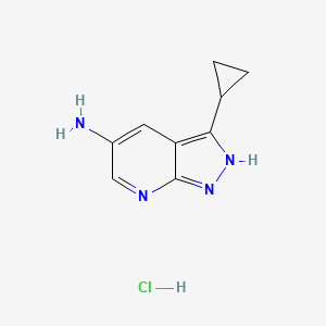 molecular formula C9H11ClN4 B2918745 3-环丙基-1H-吡唑并[3,4-b]吡啶-5-胺盐酸盐 CAS No. 2251053-43-5