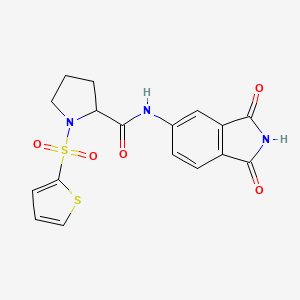 molecular formula C17H15N3O5S2 B2918756 N-(1,3-二氧代异吲哚-5-基)-1-(噻吩-2-磺酰基)吡咯烷-2-甲酰胺 CAS No. 1008957-03-6