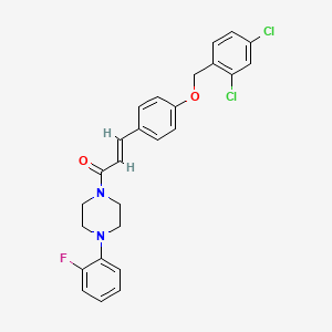 molecular formula C26H23Cl2FN2O2 B2918771 (E)-3-{4-[(2,4-dichlorobenzyl)oxy]phenyl}-1-[4-(2-fluorophenyl)piperazino]-2-propen-1-one CAS No. 477888-67-8