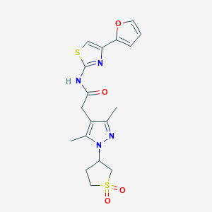 2-(1-(1,1-dioxidotetrahydrothiophen-3-yl)-3,5-dimethyl-1H-pyrazol-4-yl)-N-(4-(furan-2-yl)thiazol-2-yl)acetamide