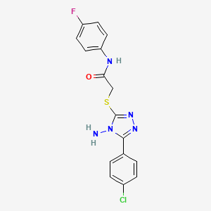 molecular formula C16H13ClFN5OS B2918785 2-((4-amino-5-(4-chlorophenyl)-4H-1,2,4-triazol-3-yl)thio)-N-(4-fluorophenyl)acetamide CAS No. 573939-31-8