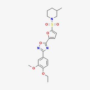 3-(4-Ethoxy-3-methoxyphenyl)-5-(5-((3-methylpiperidin-1-yl)sulfonyl)furan-2-yl)-1,2,4-oxadiazole