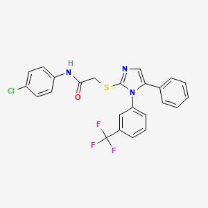 molecular formula C24H17ClF3N3OS B2918809 N-(4-chlorophenyl)-2-((5-phenyl-1-(3-(trifluoromethyl)phenyl)-1H-imidazol-2-yl)thio)acetamide CAS No. 1226434-20-3