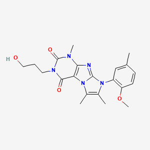 molecular formula C21H25N5O4 B2918811 2-(3-羟丙基)-6-(2-甲氧基-5-甲基苯基)-4,7,8-三甲基嘌呤[7,8-a]咪唑-1,3-二酮 CAS No. 878719-57-4