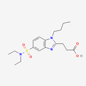 molecular formula C18H27N3O4S B2918812 3-[1-butyl-5-(diethylsulfamoyl)-1H-1,3-benzodiazol-2-yl]propanoic acid CAS No. 729582-35-8