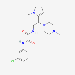 molecular formula C21H28ClN5O2 B2918819 N1-(3-chloro-4-methylphenyl)-N2-(2-(1-methyl-1H-pyrrol-2-yl)-2-(4-methylpiperazin-1-yl)ethyl)oxalamide CAS No. 1049355-35-2