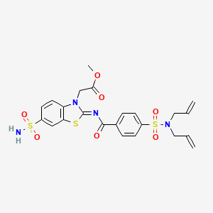 molecular formula C23H24N4O7S3 B2918822 (Z)-methyl 2-(2-((4-(N,N-diallylsulfamoyl)benzoyl)imino)-6-sulfamoylbenzo[d]thiazol-3(2H)-yl)acetate CAS No. 865199-01-5