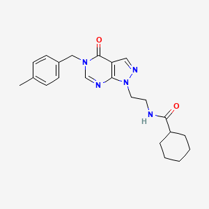 molecular formula C22H27N5O2 B2918827 N-(2-(5-(4-methylbenzyl)-4-oxo-4,5-dihydro-1H-pyrazolo[3,4-d]pyrimidin-1-yl)ethyl)cyclohexanecarboxamide CAS No. 922017-56-9
