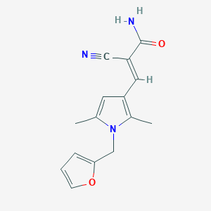 (E)-2-cyano-3-[1-(furan-2-ylmethyl)-2,5-dimethylpyrrol-3-yl]prop-2-enamide