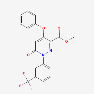 molecular formula C19H13F3N2O4 B2918830 6-氧代-4-苯氧基-1-[3-(三氟甲基)苯基]-1,6-二氢-3-吡哒嗪甲酸甲酯 CAS No. 338396-00-2