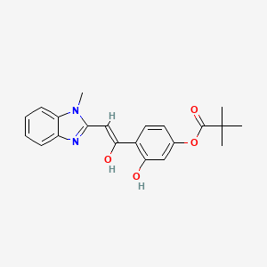 molecular formula C21H22N2O4 B2918835 (Z)-3-hydroxy-4-(1-hydroxy-2-(1-methyl-1H-benzo[d]imidazol-2-yl)vinyl)phenyl pivalate CAS No. 879923-02-1