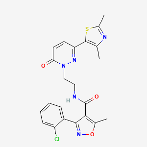 molecular formula C22H20ClN5O3S B2918842 3-(2-氯苯基)-N-(2-(3-(2,4-二甲基噻唑-5-基)-6-氧代嘧啶-1(6H)-基)乙基)-5-甲基异恶唑-4-甲酰胺 CAS No. 1251574-58-9