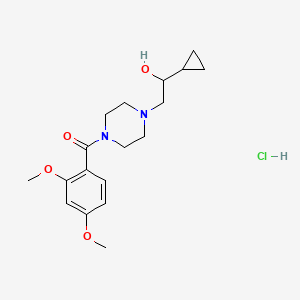 molecular formula C18H27ClN2O4 B2918844 (4-(2-Cyclopropyl-2-hydroxyethyl)piperazin-1-yl)(2,4-dimethoxyphenyl)methanone hydrochloride CAS No. 1396800-25-1