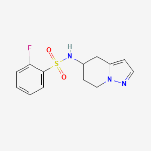 molecular formula C13H14FN3O2S B2918860 2-fluoro-N-(4,5,6,7-tetrahydropyrazolo[1,5-a]pyridin-5-yl)benzenesulfonamide CAS No. 2034488-98-5