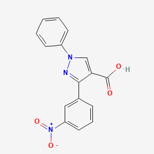 molecular formula C16H11N3O4 B2918863 3-(3-nitrophenyl)-1-phenyl-1H-pyrazole-4-carboxylic acid CAS No. 376358-93-9