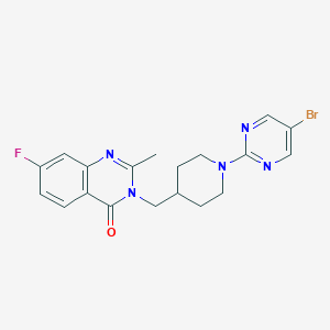 molecular formula C19H19BrFN5O B2918870 3-[[1-(5-Bromopyrimidin-2-yl)piperidin-4-yl]methyl]-7-fluoro-2-methylquinazolin-4-one CAS No. 2415463-88-4